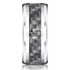 Men's Carbon Fiber Inlay Band In White Cobalt, 9Mm