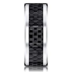 Men's Carbon Fiber Inlay Band In White Cobalt, 8Mm