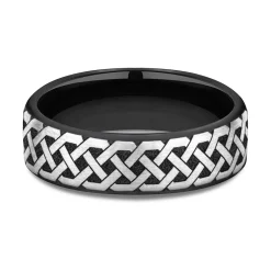 Men's Celtic Knot Band In Black Titanium, 6.5Mm
