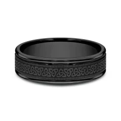 Men's Celtic Triangle Wedding Band In Black Titanium, 6Mm