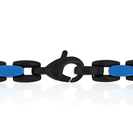 Men's Chain Link Necklace In Black & Blue Ion-Plated Stainless Steel, 24"