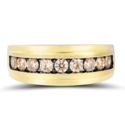 Men's Champagne Diamond Band In 10K Yellow Gold