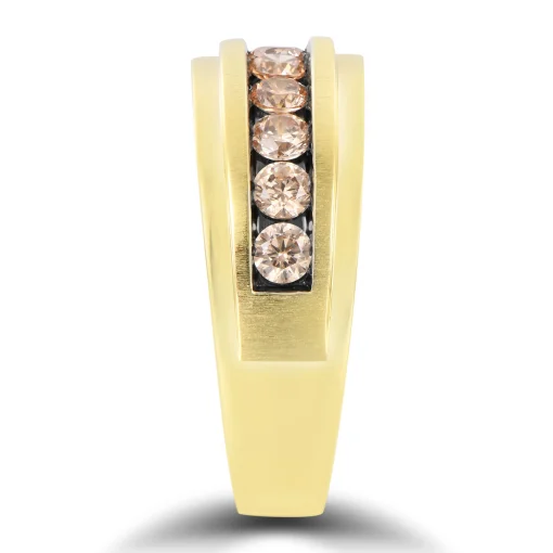 Men's Champagne Diamond Band In 10K Yellow Gold