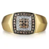 Men's Champagne Diamond Cluster Ring In 10K Yellow Gold (1/3 Ct. Tw.)