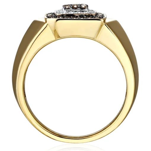 Men's Champagne Diamond Cluster Ring In 10K Yellow Gold (1/3 Ct. Tw.)