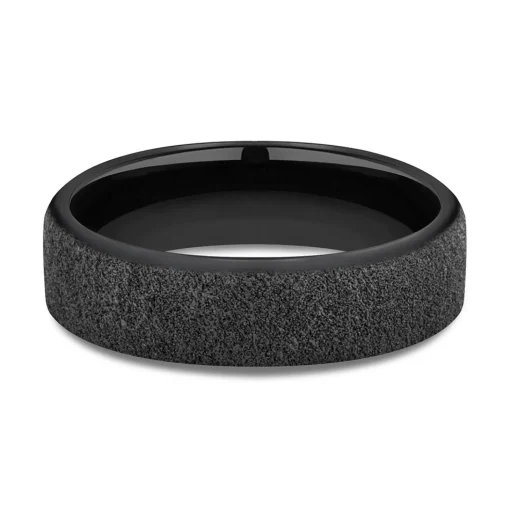 Men's Concrete Pattern Band In Black Titanium, 6.5Mm