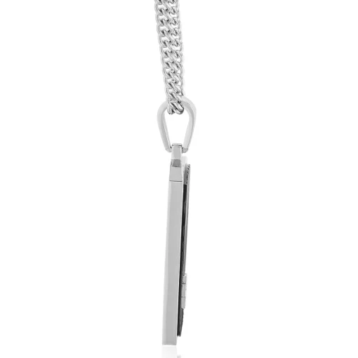 Men's Cross Dog Tag Pendant With Diamond Accents In Black Ion-Plated Stainless Steel