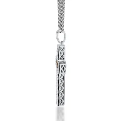Men's Cross Pendant With White & Champagne Diamonds In Sterling Silver (5/8 Ct. Tw.)