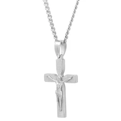 Men's Crucifix Cross Pendant In Stainless Steel