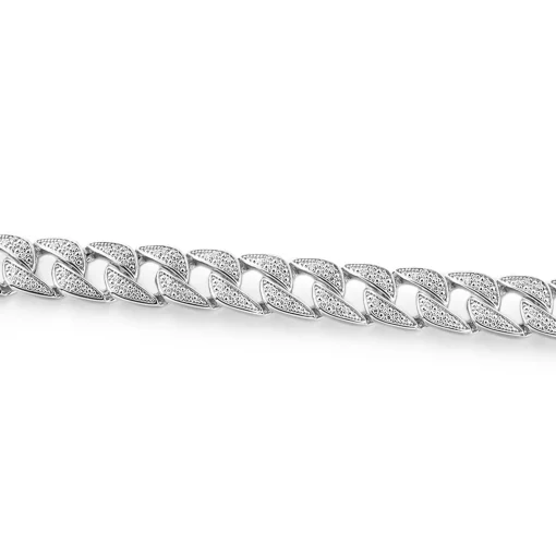 Men's Cuban Link Bracelet With Diamond In Sterling Silver, 8.5" (1 Ct. Tw.)