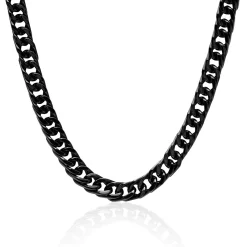 Men's Curb Chain In Black Ion-Plated Stainless Steel, 24"