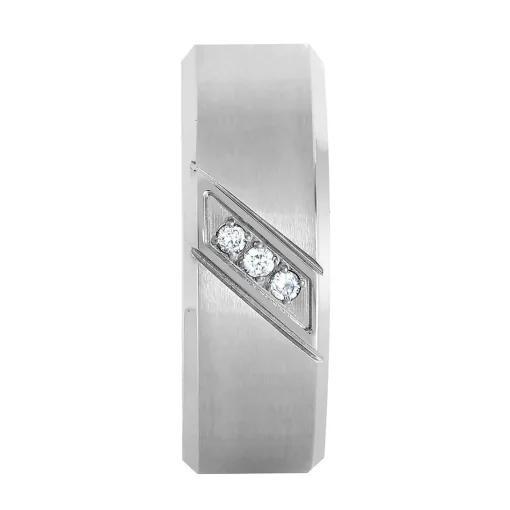 Men's Diamond Band In Stainless Steel, 8Mm