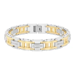 Men's Diamond Bracelet In Stainless Steel And Yellow Ion-Plated Stainless Steel, 8.5" (1/2 Ct. Tw.)