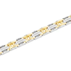 Men's Diamond Bracelet In Stainless Steel And Yellow Ion-Plated Stainless Steel, 8.5" (1/2 Ct. Tw.)