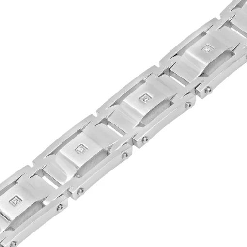 Men's Diamond Bracelet In Stainless Steel