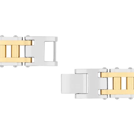Men's Diamond Bracelet In Stainless Steel And Yellow Ion-Plated Stainless Steel, 8.5" (1/2 Ct. Tw.)