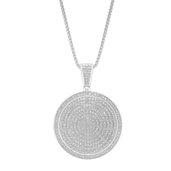 Men's Diamond Circle Pendant In Sterling Silver (1/2 Ct. Tw.)