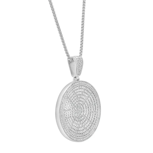Men's Diamond Circle Pendant In Sterling Silver (1/2 Ct. Tw.)