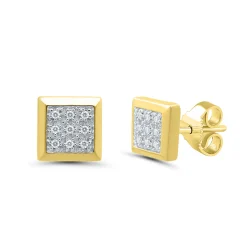 Men's Diamond Cluster Earrings In 10K Yellow Gold (1/10 Ct. Tw.)