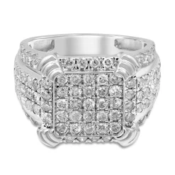 Men's Diamond Cluster Wedding Band In 10K White Gold (2 1/4 Ct. Tw.)