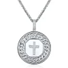 Men's Diamond Cross Medallion Pendant In Sterling Silver, 22" (1/7 Ct. Tw.)
