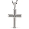 Men's Diamond Cross Necklace In Stainless Steel, 24"