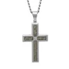 Men's Diamond Cross Pendant In Stainless Steel & Carbon Fiber