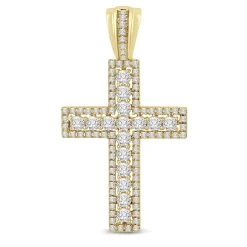 Men's Diamond Cross Pendant In 10K Yellow Gold (2 Ct. Tw.)