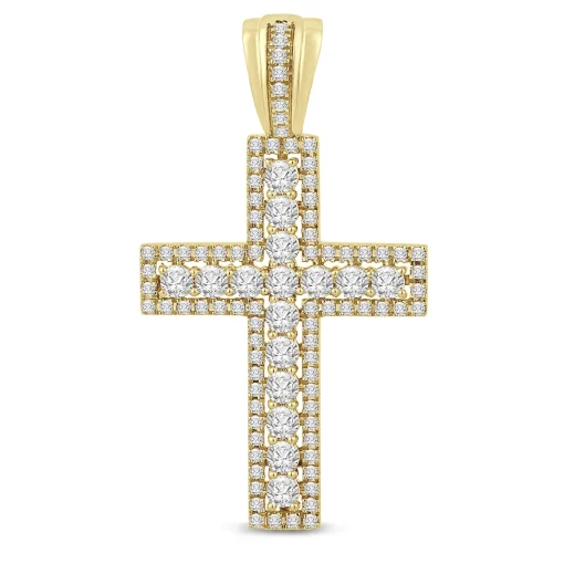 Men's Diamond Cross Pendant In 10K Yellow Gold (2 Ct. Tw.)