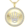 Men's Diamond Crown Medallion Pendant In 10K Yellow Gold, 22" (3/8 Ct. Tw.)