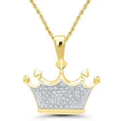 Men's Diamond Crown Pendant In 10K Yellow Gold (1/7 Ct. Tw.)