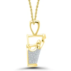 Men's Diamond Crown Pendant In 10K Yellow Gold (1/7 Ct. Tw.)