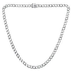 Men's Diamond Curb Chain Necklace In Sterling Silver, 22" (1/8 Ct. Tw.)