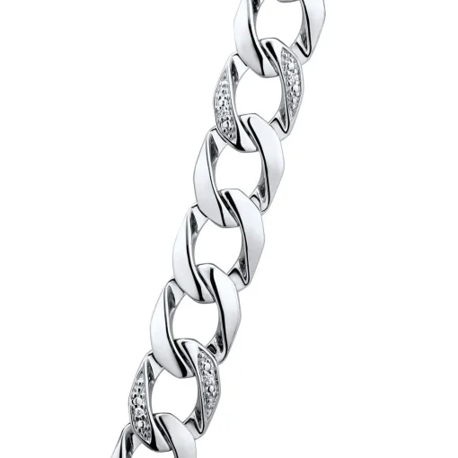 Men's Diamond Curb Chain Necklace In Sterling Silver, 22" (1/8 Ct. Tw.)