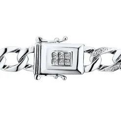 Men's Diamond Curb Chain Necklace In Sterling Silver, 22