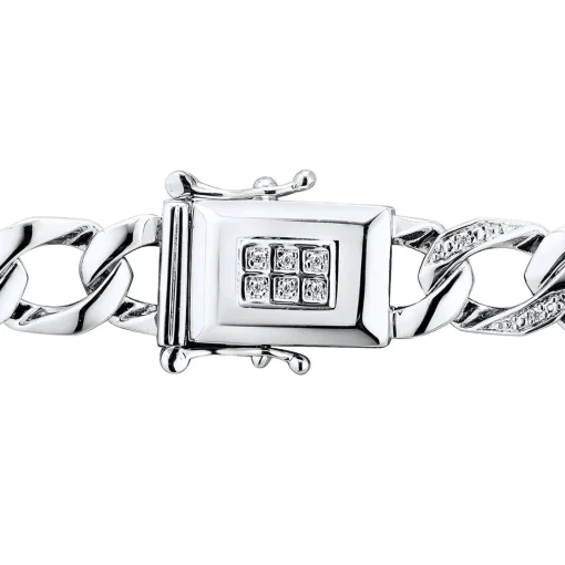 Men's Diamond Curb Chain Necklace In Sterling Silver, 22" (1/8 Ct. Tw.)