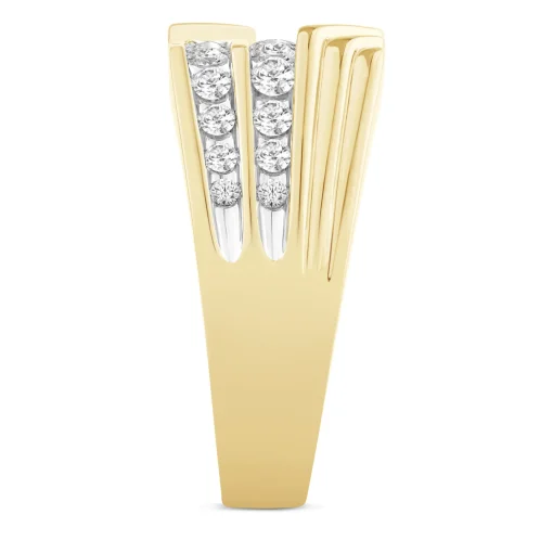 Men's Diamond Three-Row Band In 10K Yellow Gold (1 Ct. Tw.)