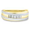 Men's Diamond Wedding Band In 10K Yellow And White Gold (1/4 Ct. Tw.)
