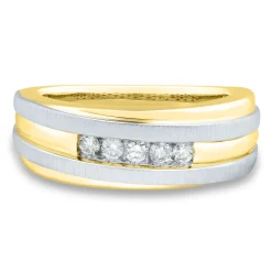 Men's Diamond Wedding Band In 10K Yellow And White Gold (1/4 Ct. Tw.)
