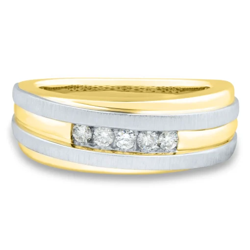 Men's Diamond Wedding Band In 10K Yellow And White Gold (1/4 Ct. Tw.)