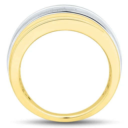 Men's Diamond Wedding Band In 10K Yellow And White Gold (1/4 Ct. Tw.)