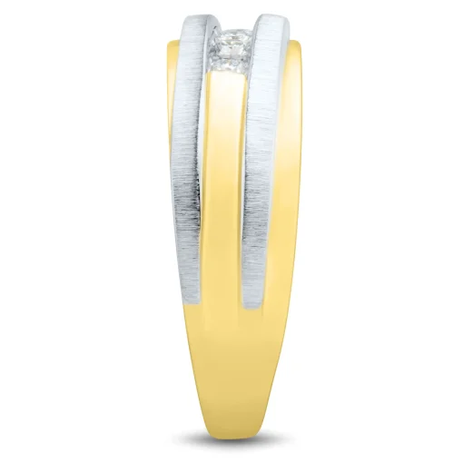 Men's Diamond Wedding Band In 10K Yellow And White Gold (1/4 Ct. Tw.)