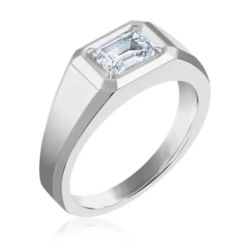 Men's Emerald-Cut Lab Grown Diamond Wedding Band In 14K White Gold (1 Ct. Tw.)