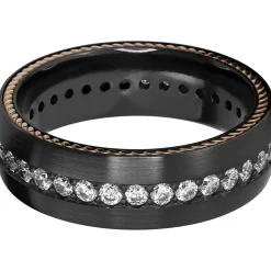 Men's Eternity Wedding Band With Lab Grown Diamonds In Black Zirconium, 7Mm (1 Ct. Tw.)