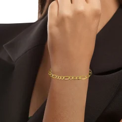 Men's Figaro Bracelet In 14K Yellow Gold
