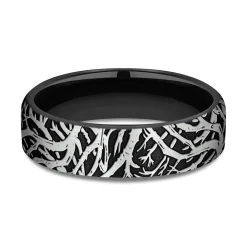 Men's Forrest Pattern Band In Black Titanium, 6.5Mm