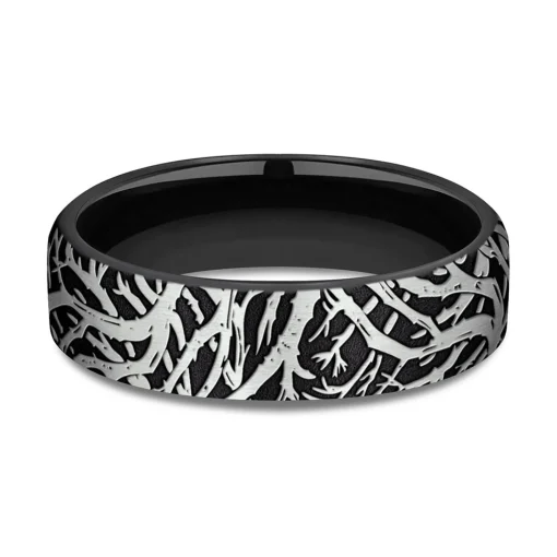 Men's Forrest Pattern Band In Black Titanium, 6.5Mm