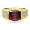 Men's Garnet & Diamond Ring In 10K Yellow Gold