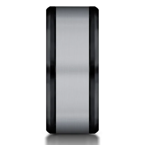 Men's Grey Titanium Center Band In Black Tantalum, 8Mm