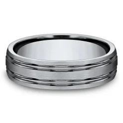 Men's Grooved Band In Titanium, 6Mm